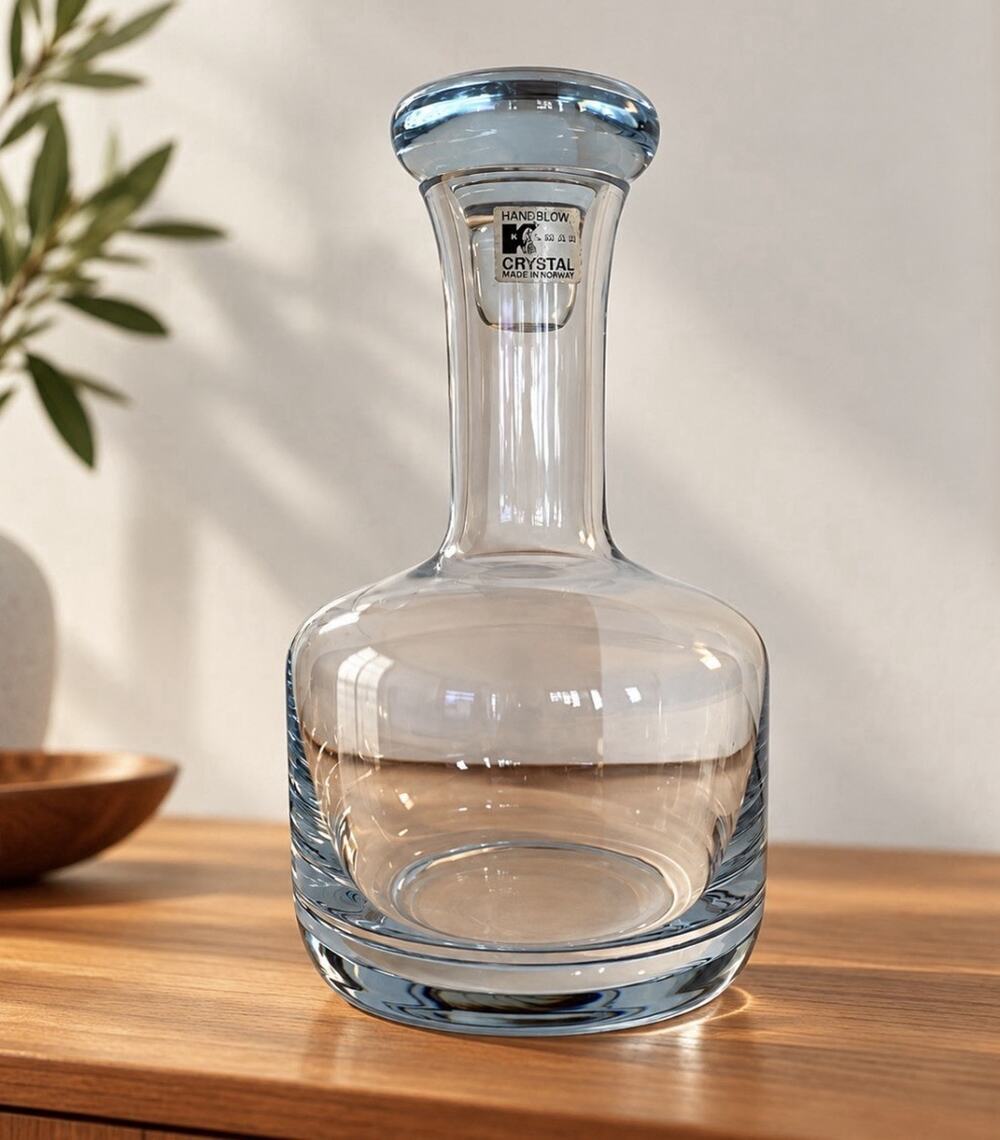 Vintage Kalmar Crystal Norway Hand Blown Decanter Stopper 9” Scandinavian MCM